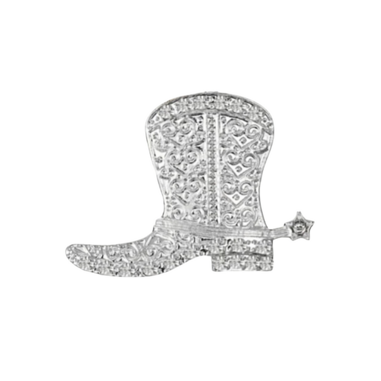 Silver Cowgirl Boot | Magnetic Brooch Pin
