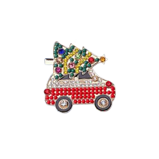 Red Christmas Tree Car | Magnetic Brooch Pin