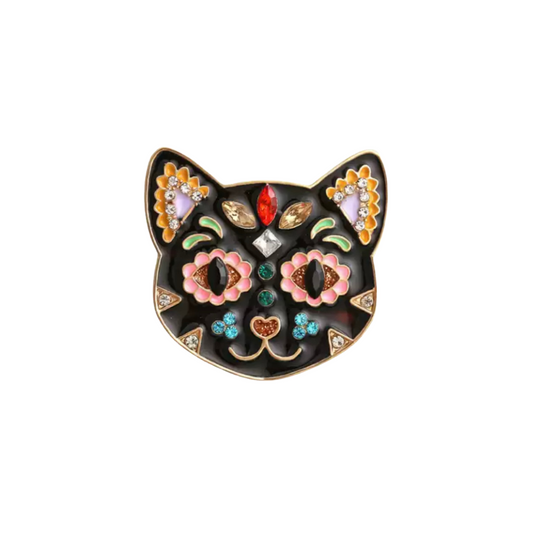 Sugar Skull Cat | Magnetic Brooch Pin