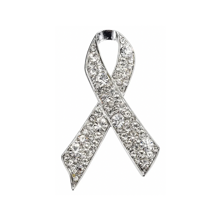 Silver Awareness Ribbon | Magnetic Brooch Pin