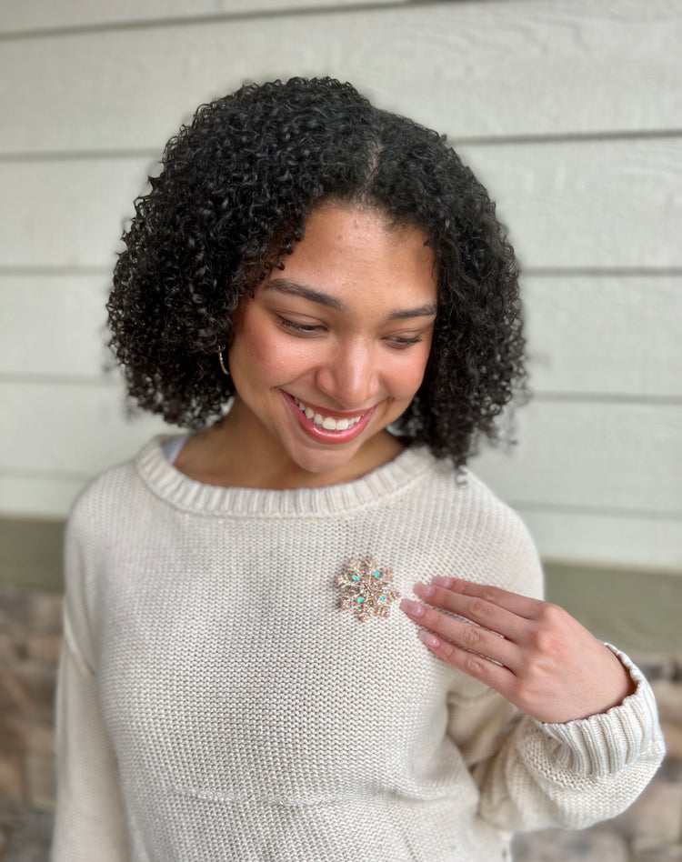 Pink Snowflake | Magnetic Brooch Pin