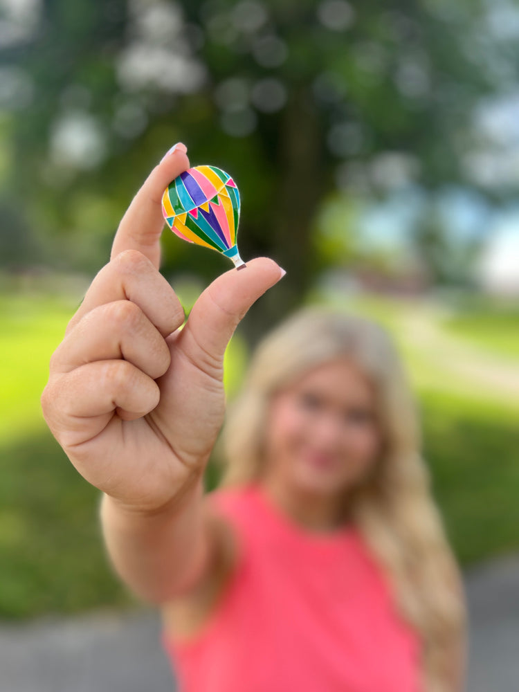 Rainbow Hot Air Balloon | Magnetic Brooch Pin