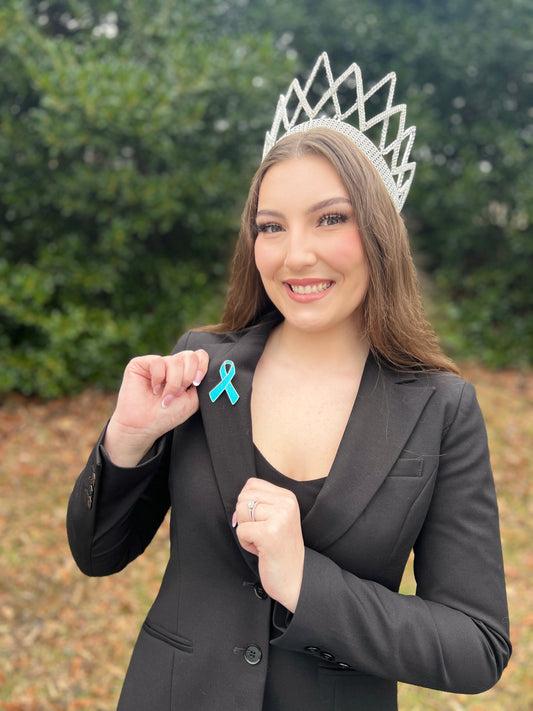 Teal Awareness Ribbon | Magnetic Brooch Pin