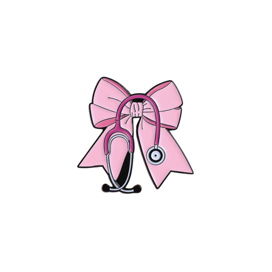 Pink Bow Stethoscope | Magnetic Brooch Pin