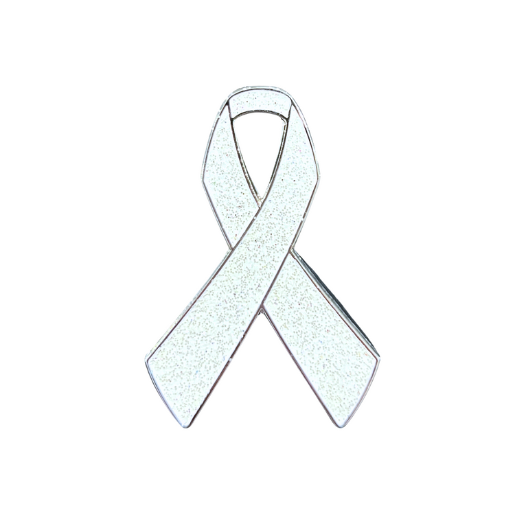 White Awareness Ribbon | Magnetic Brooch Pin