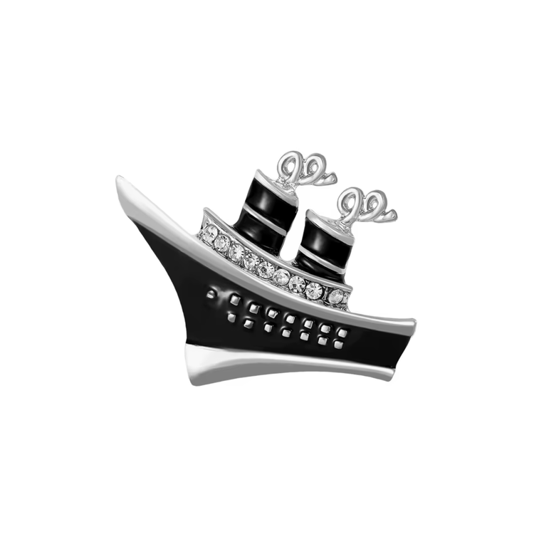 Black Cruise Ship | Magnetic Brooch Pin