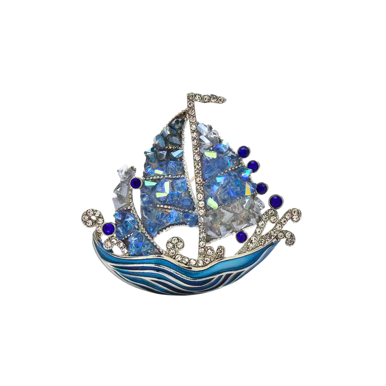 Majestic Blue Sailboat | Magnetic Brooch Pin