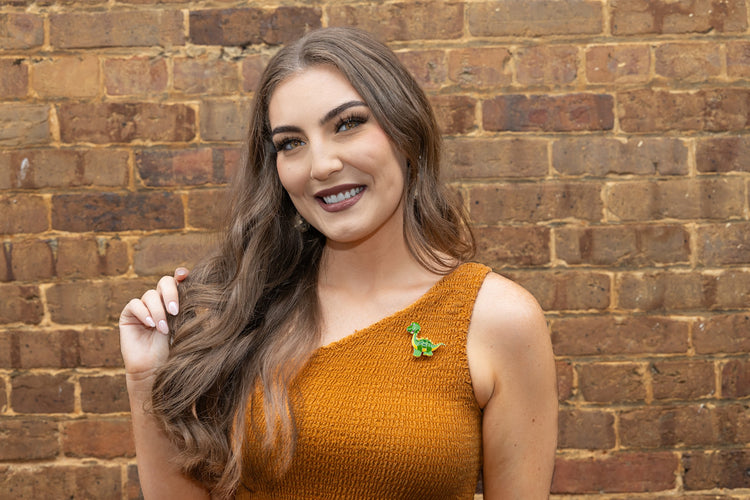 Friendly Green Dinosaur | Magnetic Brooch Pin